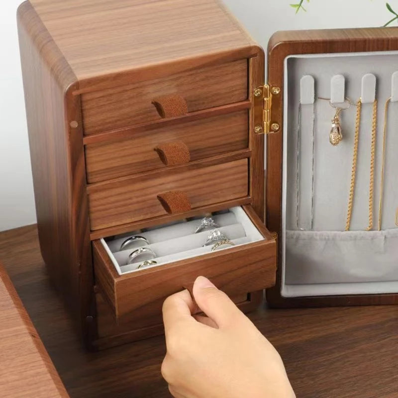 Boîte à bijoux à étagères en bois